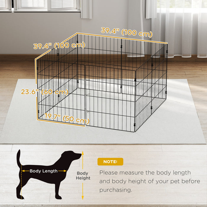 PawHut Foldable Dog Playpen, Expandable Metal Exercise Pet Fence with Grounding Stakes Indoor Outdoor Use for Small Dogs, 20\" x 24\", 8 Panels, Black