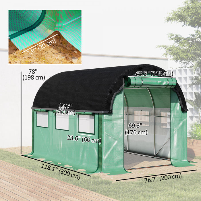 Outsunny Walk-in Tunnel Greenhouse Plant Hot House with Sunshade Net, Green