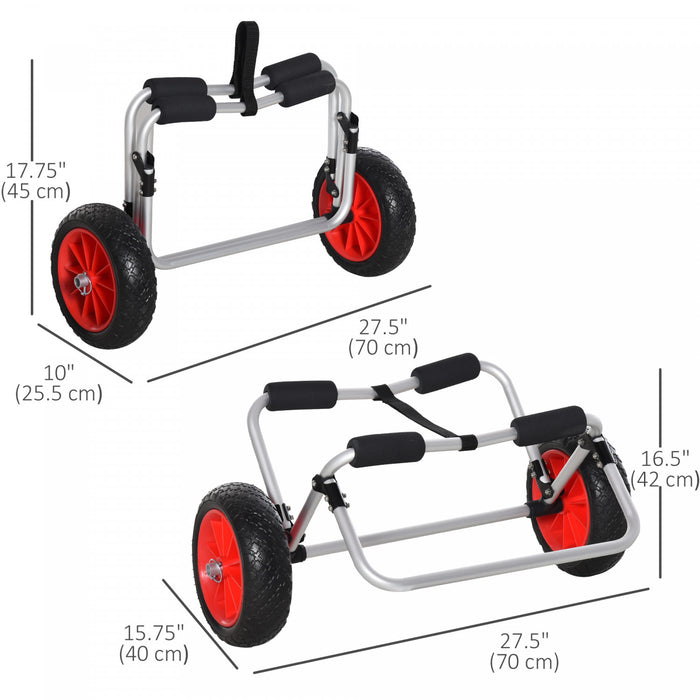 Soozier 198lbs Kayak Cart, Foldable Kayak Carrier Transport Trailer, Silver