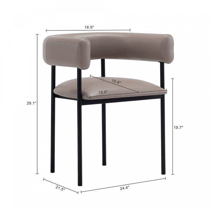 Onda Contemporary Vegan Leather Metal Dining Chair in Taupe