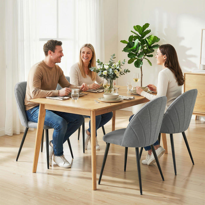 HOMCOM Dining Chairs Set of 4 Kitchen Chairs with Metal Legs Grey