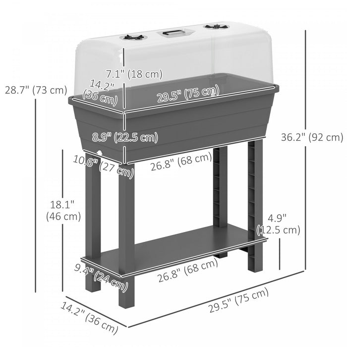 Outsunny 41L Self Watering Raised Garden Bed, Planter Box, Dark Grey