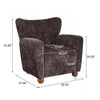 Wingate Cozy Wingback Armchair with Premium Fabric and Solid Wood Legs, Dark Brown, Teak | Wingate Fauteuil Aile Confortable en Tissu Premium et Pieds en Bois Massif, Brun Fonce, Teck