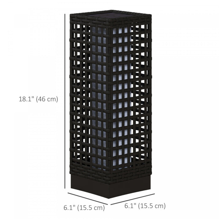 Outsunny Wicker Solar Floor Lamp, Solar Powered Outdoor Lamp with Auto On/Off LED Lights, IP44 Waterproof, Decorative Outdoor Solar Lantern for Patio, Porch, Pathway, Black
