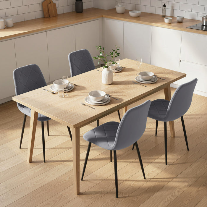 HOMCOM Dining Chairs Set of 4, Kitchen Chair with Metal Legs, Grey