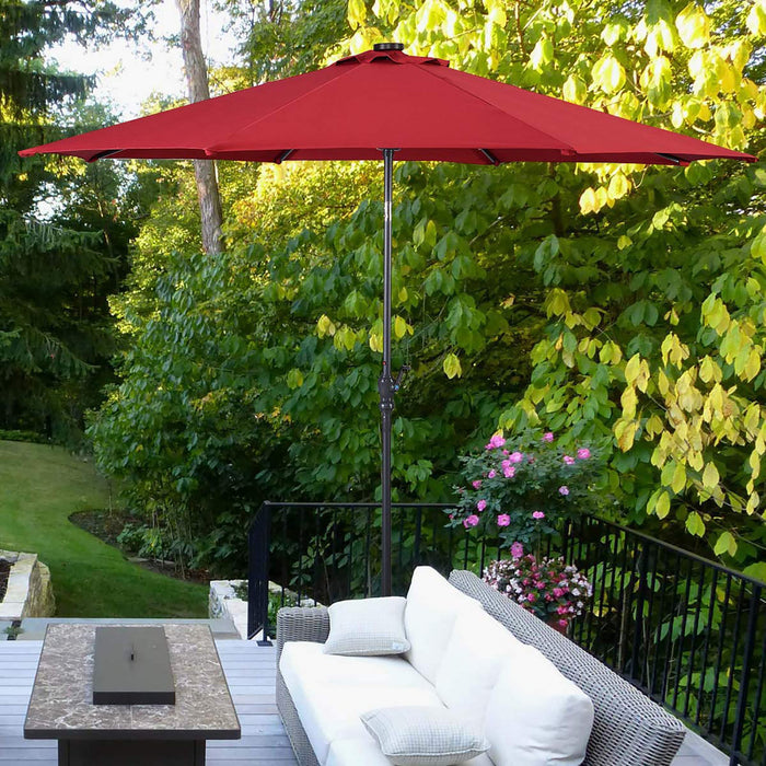 Costway 10ft Solar Lights Patio Umbrella Outdoor W/ 36 LBS Steel Umbrella Stand