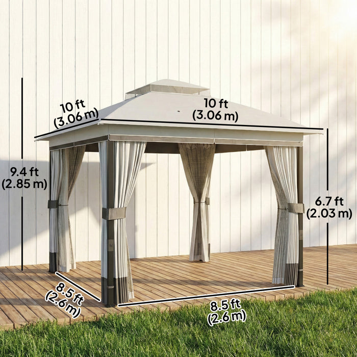 Outsunny 10' x 10' Patio Gazebo, UPF50+ Double Roof Outdoor Gazebo
