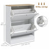 HOMCOM Slim Shoe Cabinet with 2 Flip Drawers Adjustable Shelves White