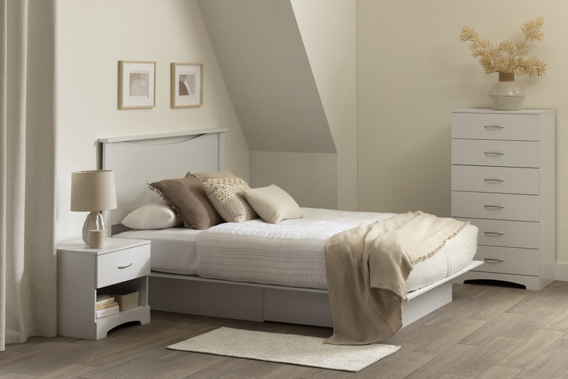 Step One Platform Bed With Drawers - Pure White