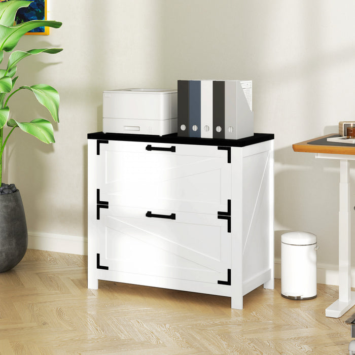 HOMCOM 2 Drawer File Cabinet Lateral Filing Cabinet for Home Office, White