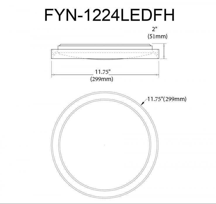 Dainolite Flynn Flush Mount 24w Satin Chrome White Diffuser Lamp