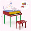 Costway 30-Key Classic Baby Grand Piano Toddler Toy Wood with Bench & Music Rack Colorful