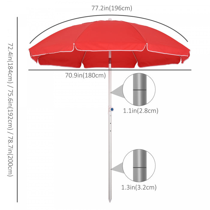 Outsunny 6.4' Beach Umbrella With Carry Bag