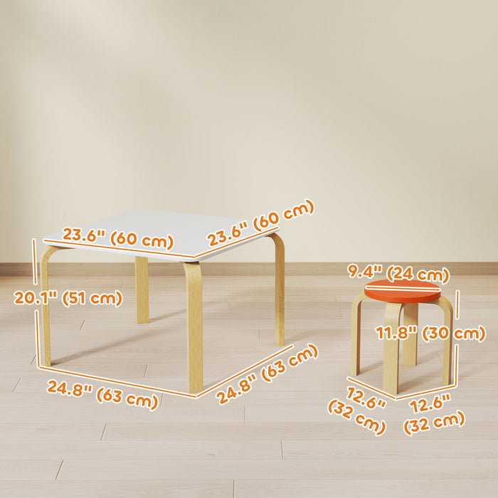 Qaba Kids Table and Chair Set, Kids Table and 4 Chair Set for Toddlers and Children, 5-Piece Children Furniture Set for Arts and Crafts, for Daycare, Classroom, Playroom