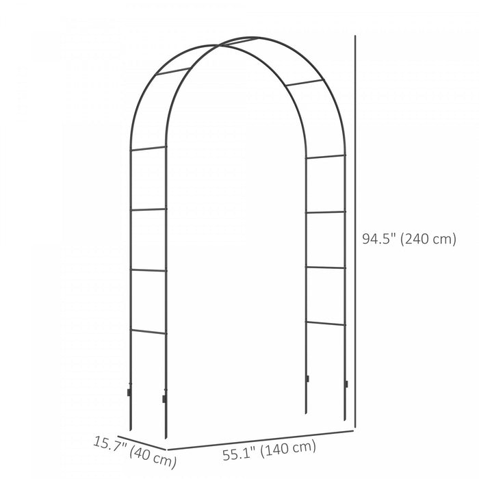 Outsunny 7.9ft Garden Arch Trellis, Metal Arch For Climbing Plants
