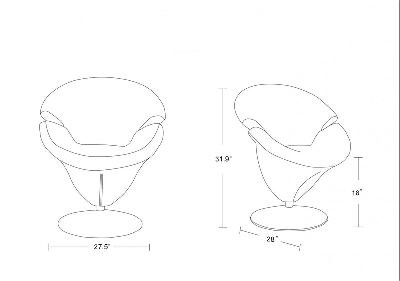 Tulip Modern Velvet Swivel Lounge Chair in White - Set of 2