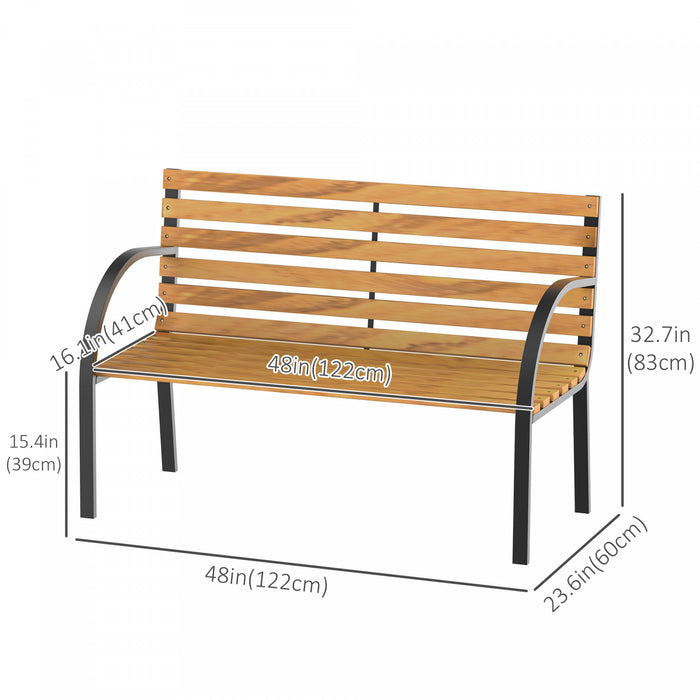 Outsunny 48\"l Garden Bench Outdoor Patio 2-person Wooden Seat Chair