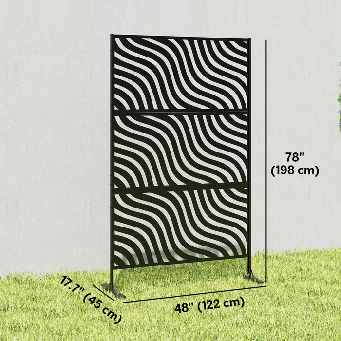 Outsunny Outdoor Privacy Screen, Freestanding Outdoor Divider, Black