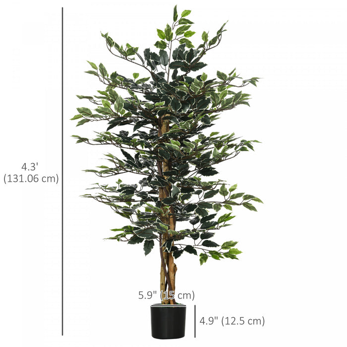 HOMCOM 4.3FT Artificial Ficus Tree for Indoor Decoration