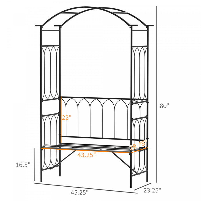 Outsunny 80\" Tall Fairy Garden Arbor Arch With Bench