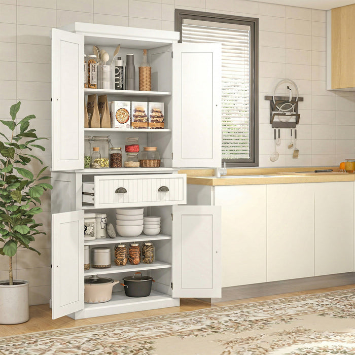 HOMCOM 72\" Kitchen Pantry, Freestanding Storage Cabinet with Drawer, Cream