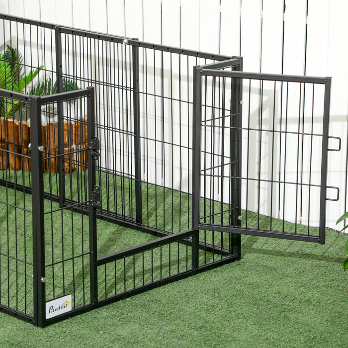Pawhut 6 Panel 32.5\" - 59\" X 31\" Dog Playpen, Heavy Duty Pet Playpen With Door, Adjustable Dog Exercise Pen For Indoor Outdoor, Small Dogs