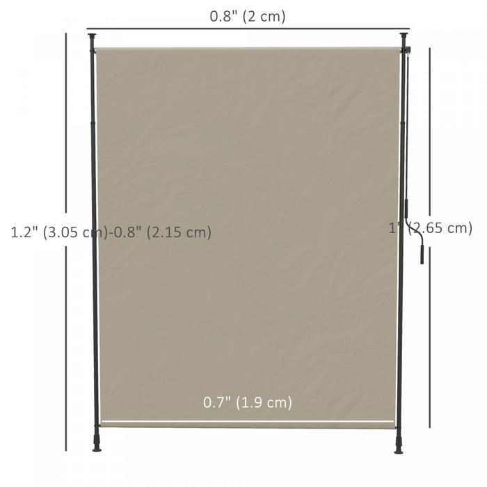 Outsunny 7' x 10' Retractable Patio Awning, Outdoor Privacy Screen, Beige