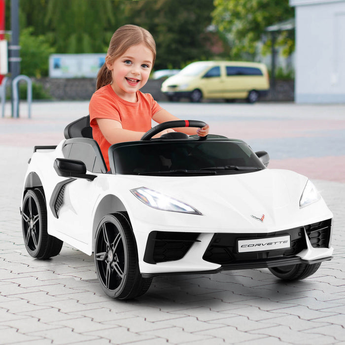 Costway 12v Electric Kids Ride On Car With Remote Control Wireless Connection Lights White