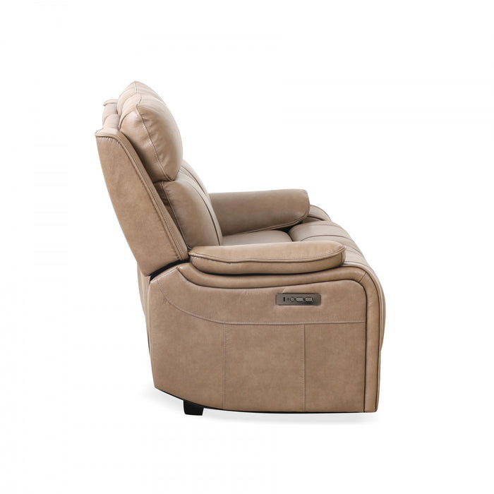 Marlow 60 in. Leather Match Power Reclining Loveseat with USB/USB-C - Taupe