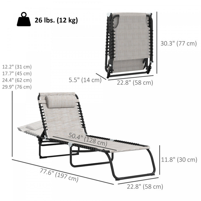 Outsunny 2 Pcs Lounge Chairs, Chaise Lounges With Headrest Cream White