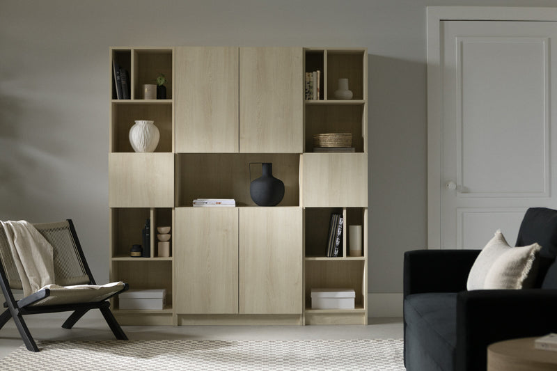 Liora Set Of Bookcase And 2 Narrow 5-shelf Bookcases - Bleached Oak 