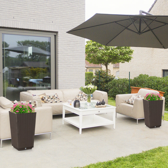 Costway 2pcs Outdoor Wicker Flower Pot 22.5\"tall Planters With Drainage Hole Coffee