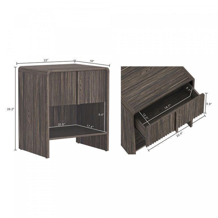 Novara Contemporary 22\" Nightstand in Jacobean Walnut (1-Drawer)