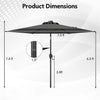 Costway 7.5 ft Solar Powered Patio Umbrella with LED Lights Push Button Tilt Crank Handle Gray