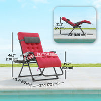 Outsunny Padded Zero Gravity Chair, Folding Recliner Chair, Red