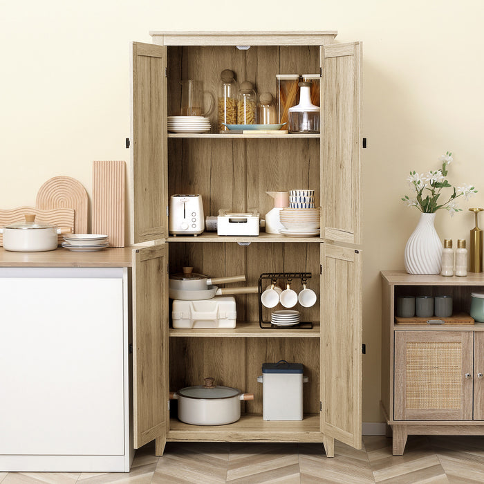 HOMCOM 72\" Freestanding Kitchen Pantry, Buffet Cabinet, Natural