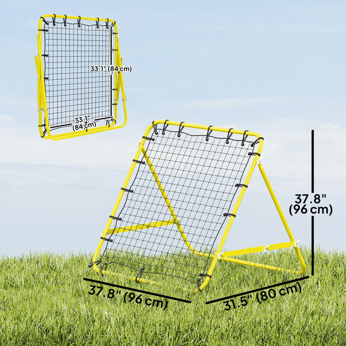 HOMCOM Rebounder Net Football Training Aid Kickback Target Play Yellow