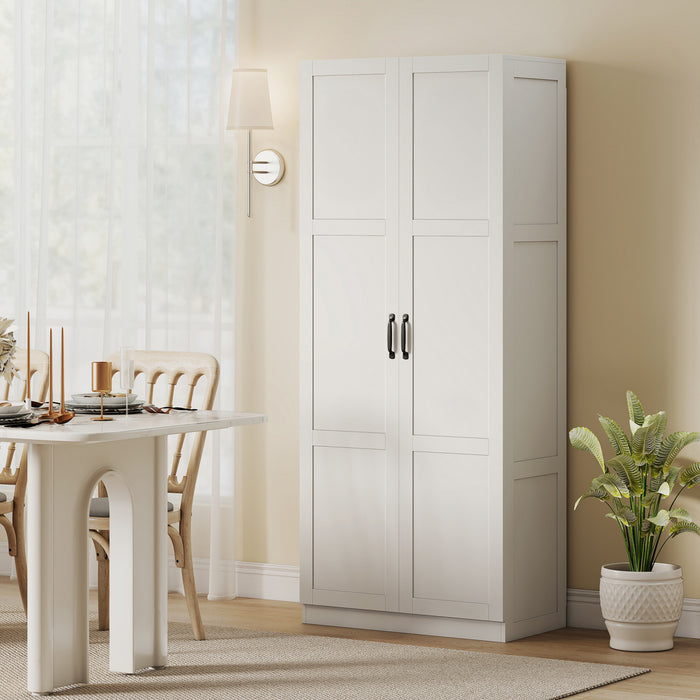HOMCOM Kitchen Pantry Cabinet with Soft-Close Hinges Kitchen Cabinet White