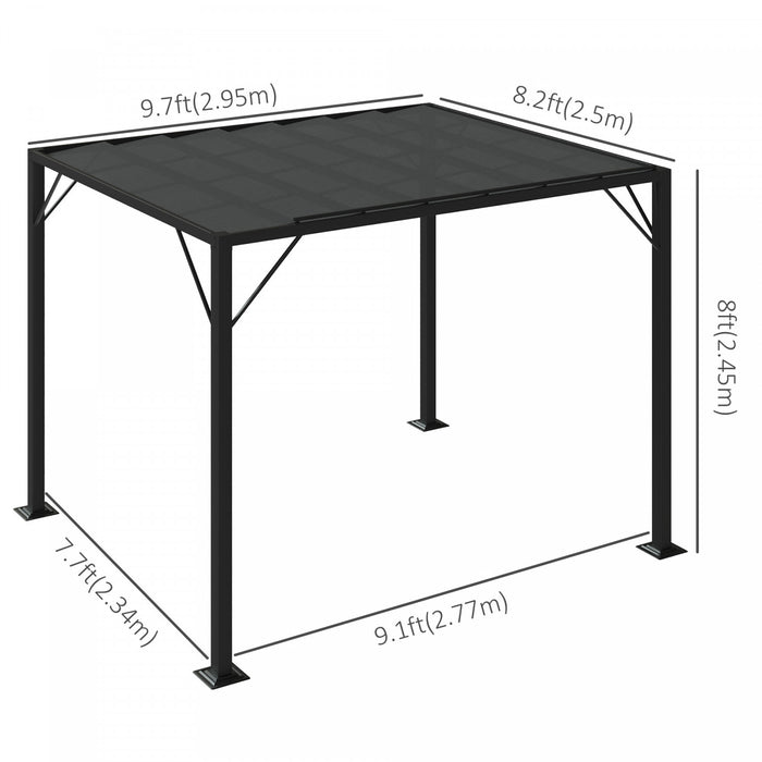 Outsunny 8' X 10' Pergola Shade Metal Patio Gazebo Sun Shade Shelter With Adjustable Breathable Mesh Roof, Grey