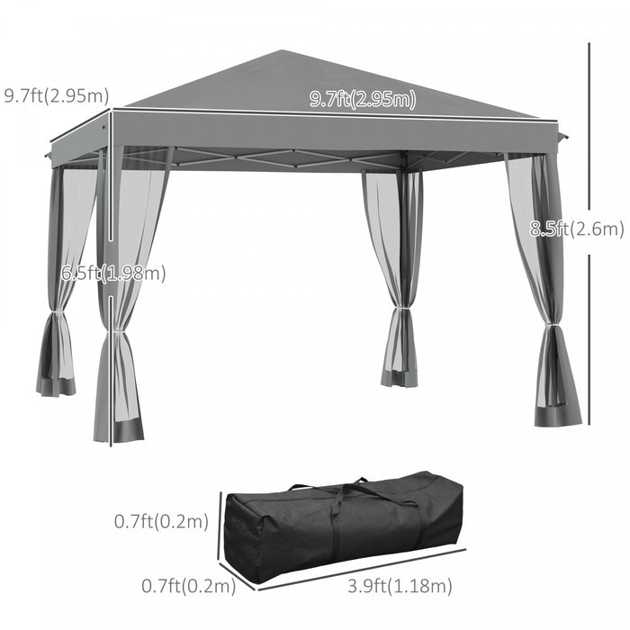 Outsunny 10' X 10' Pop Up Canopy Tent Gazebo With Removable Mesh Sidewall