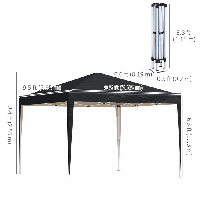 Outsunny 10 X 10ft Folding Pop Up Tent Canopy Outdoor Gazebo, Black