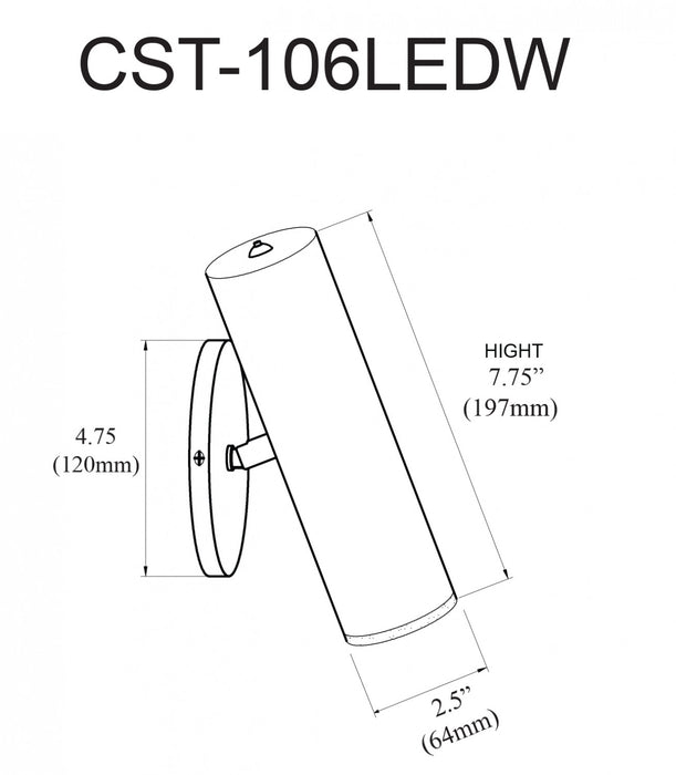 Dainolite Constance LED Wall Sconce 6w Satin Chrome Frosted Acrylic Diffuser Lamp