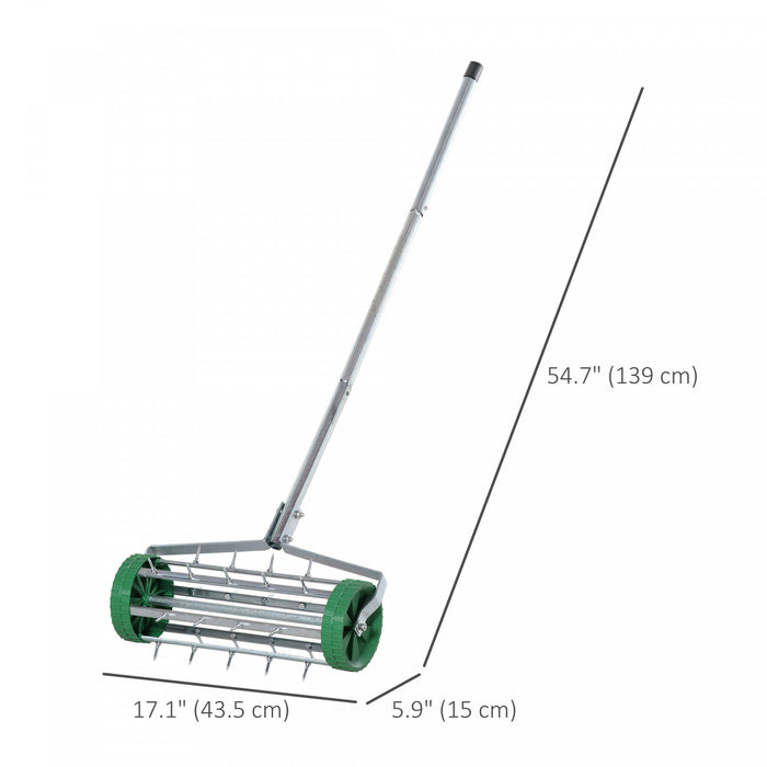 Outsunny Manual Lawn Aerator with Adjustable Handle, Aerator Lawn Tool for Soil Aeration, Grass Aerator for Lawn, Yard, Garden