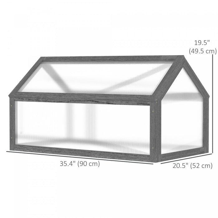 Outsunny Wooden Cold Frame Greenhouse Garden Portable Raised Planter With Openable Top For Indoor, Outdoor, Flowers, Vegetables, Plants, 35.5\" X 20.5\" X 19.5\", Grey