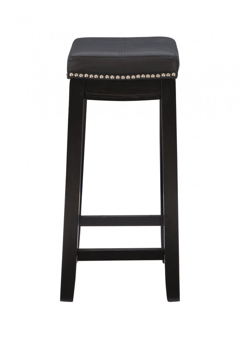 Claridge Faux Leather Black Backless Counter-Height Stool - Set of 2