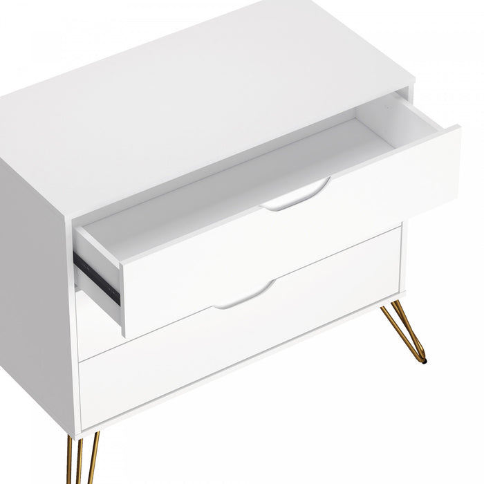 Avira Mid-Century Modern 35\" Dresser in White (3-Drawer)
