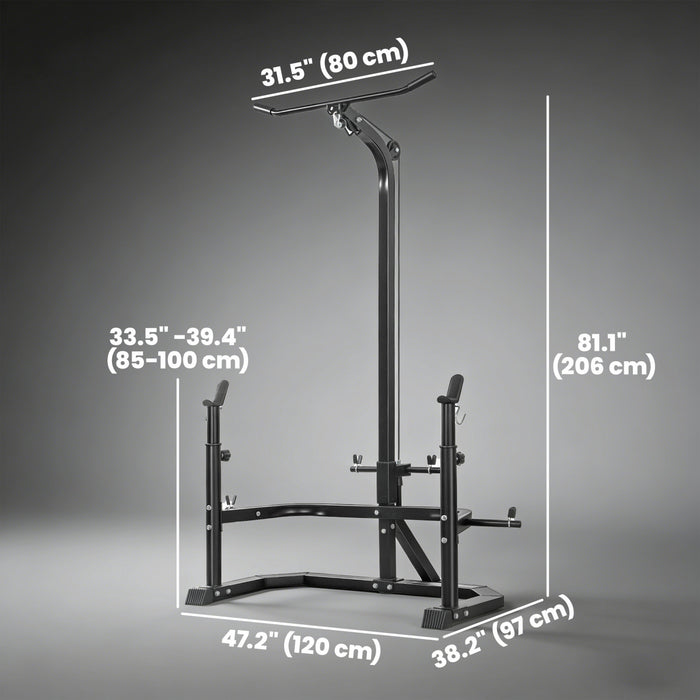 Soozier Multi-Function Home Gym Machine with Bench Press Rack, Black