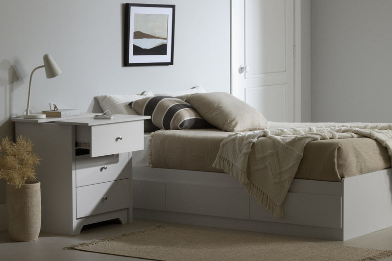 Vito Nightstand With Charging Station And Drawers - Pure White