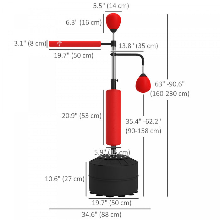 Soozier Standing Punching Bag With 2 Speed Balls, 360° Reflex Bar, Red