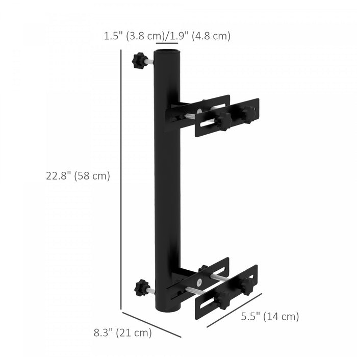 Outsunny Patio Umbrella Holder, Adjustable Deck Mount Bracket For Railing